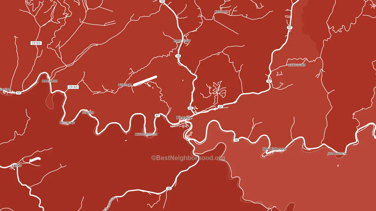 24874, WV block-group political-lean map
