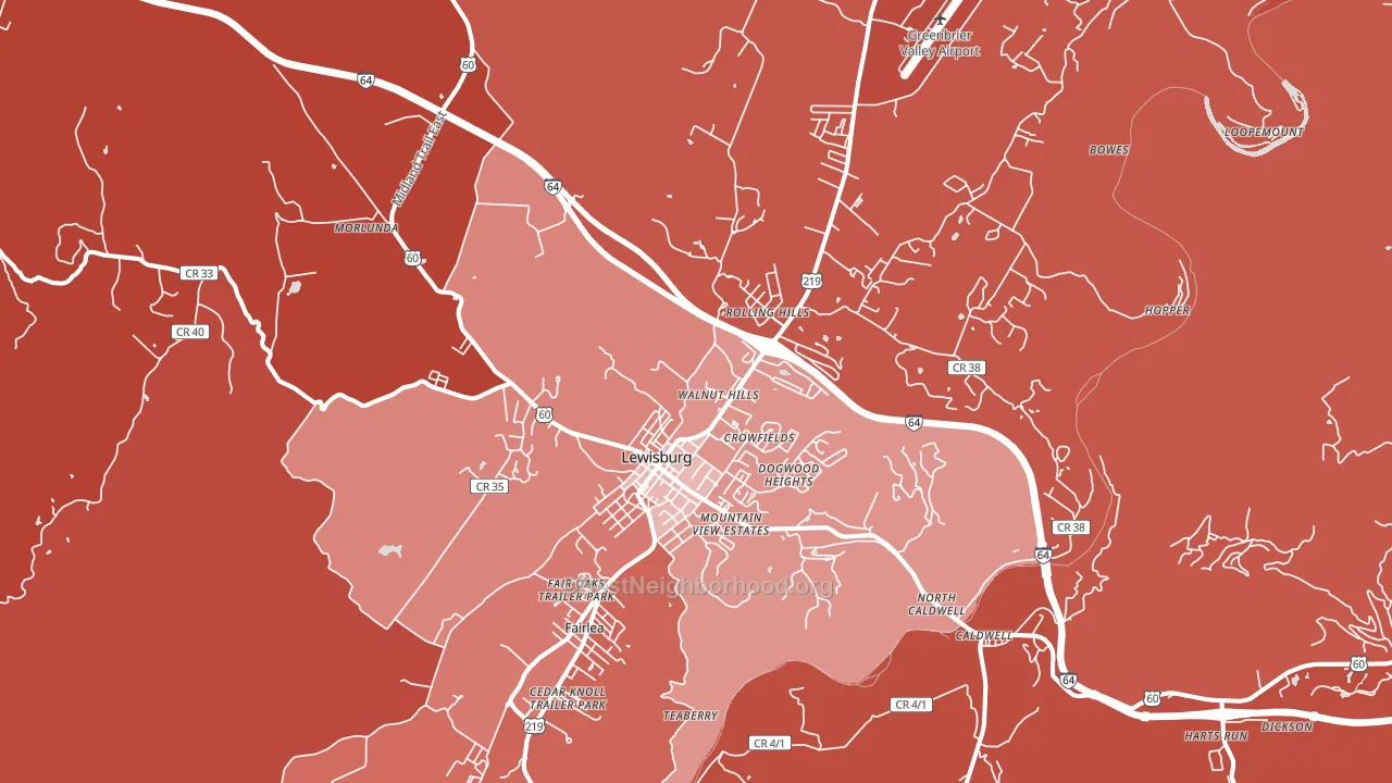 24901, WV block-group political-lean map