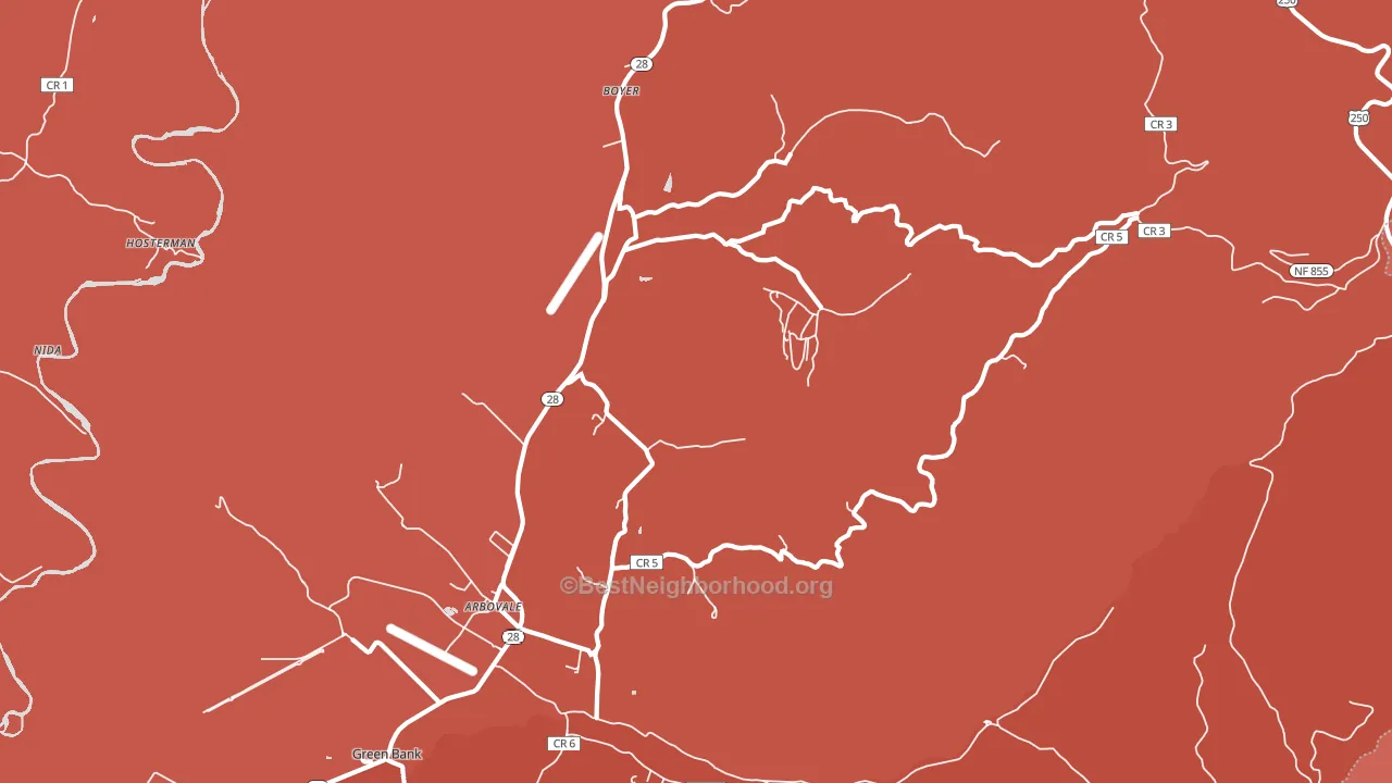 24915, WV block-group political-lean map