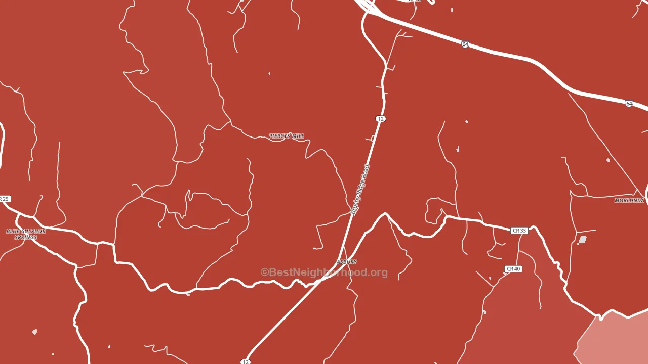 24916, WV block-group political-lean map