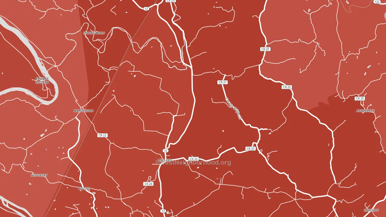 24918, WV block-group political-lean map
