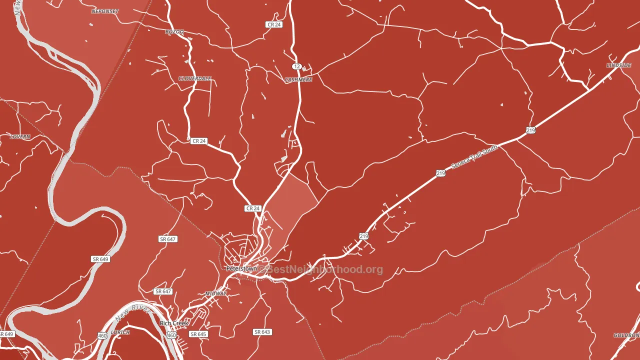 24963, WV block-group political-lean map