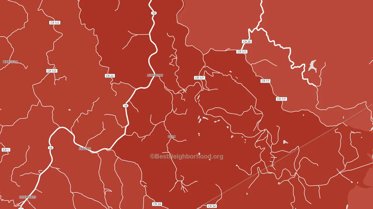 25019, WV block-group political-lean map