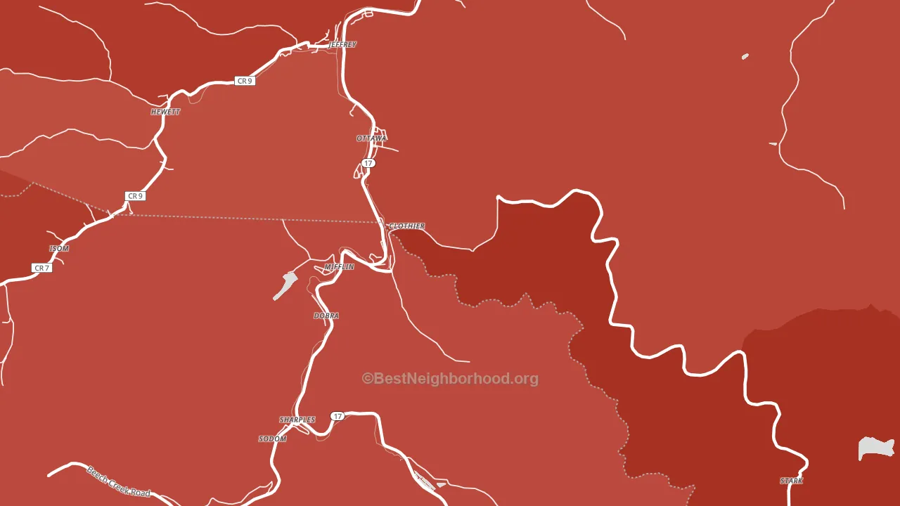 25047, WV block-group political-lean map