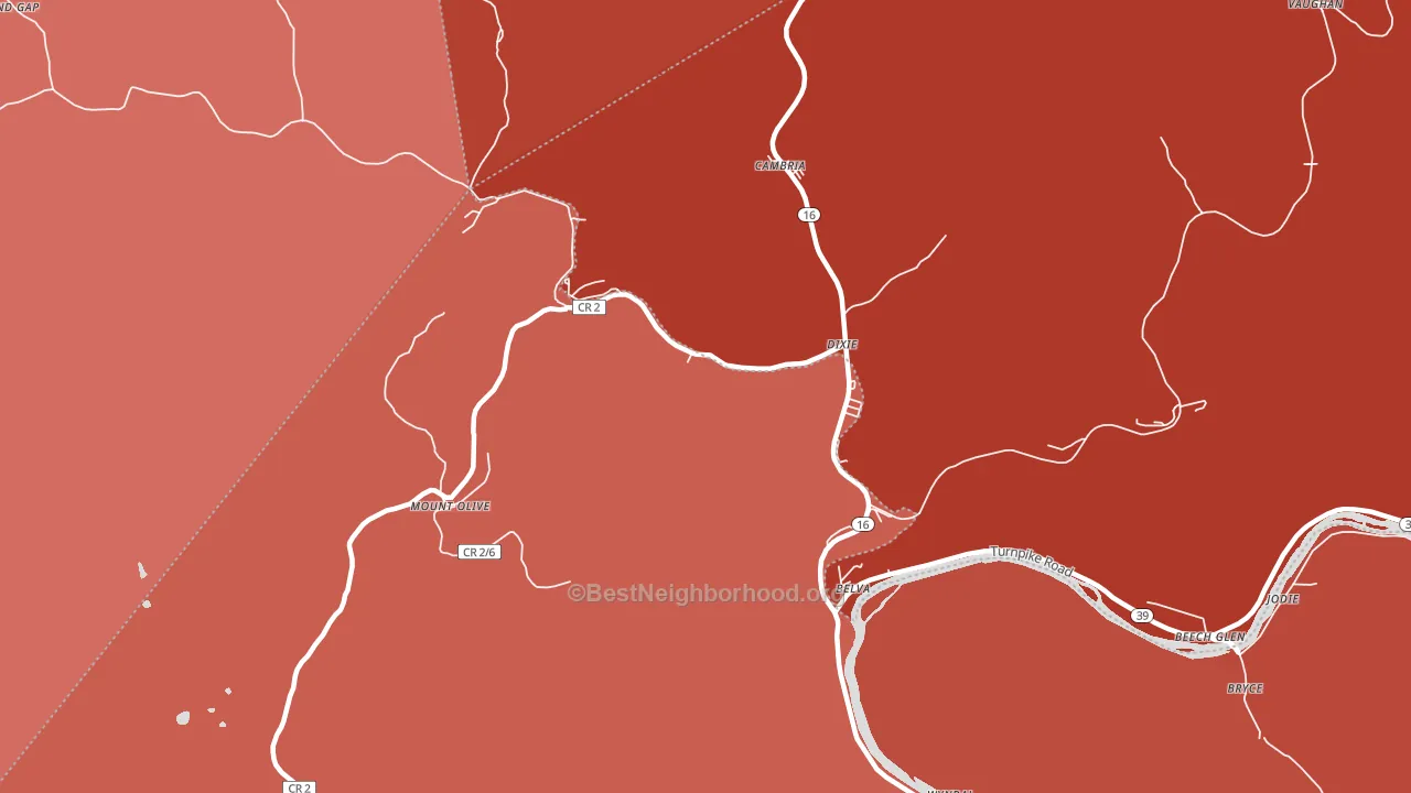 25059, WV block-group political-lean map