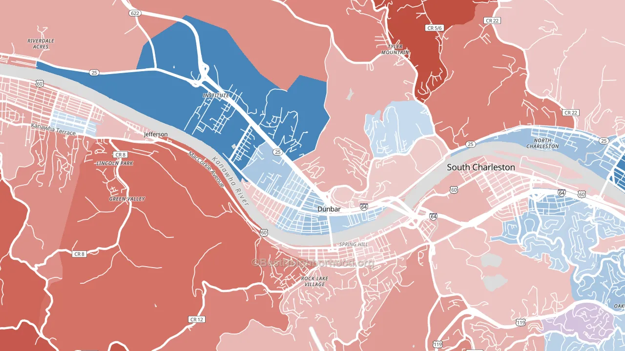 25064, WV block-group political-lean map