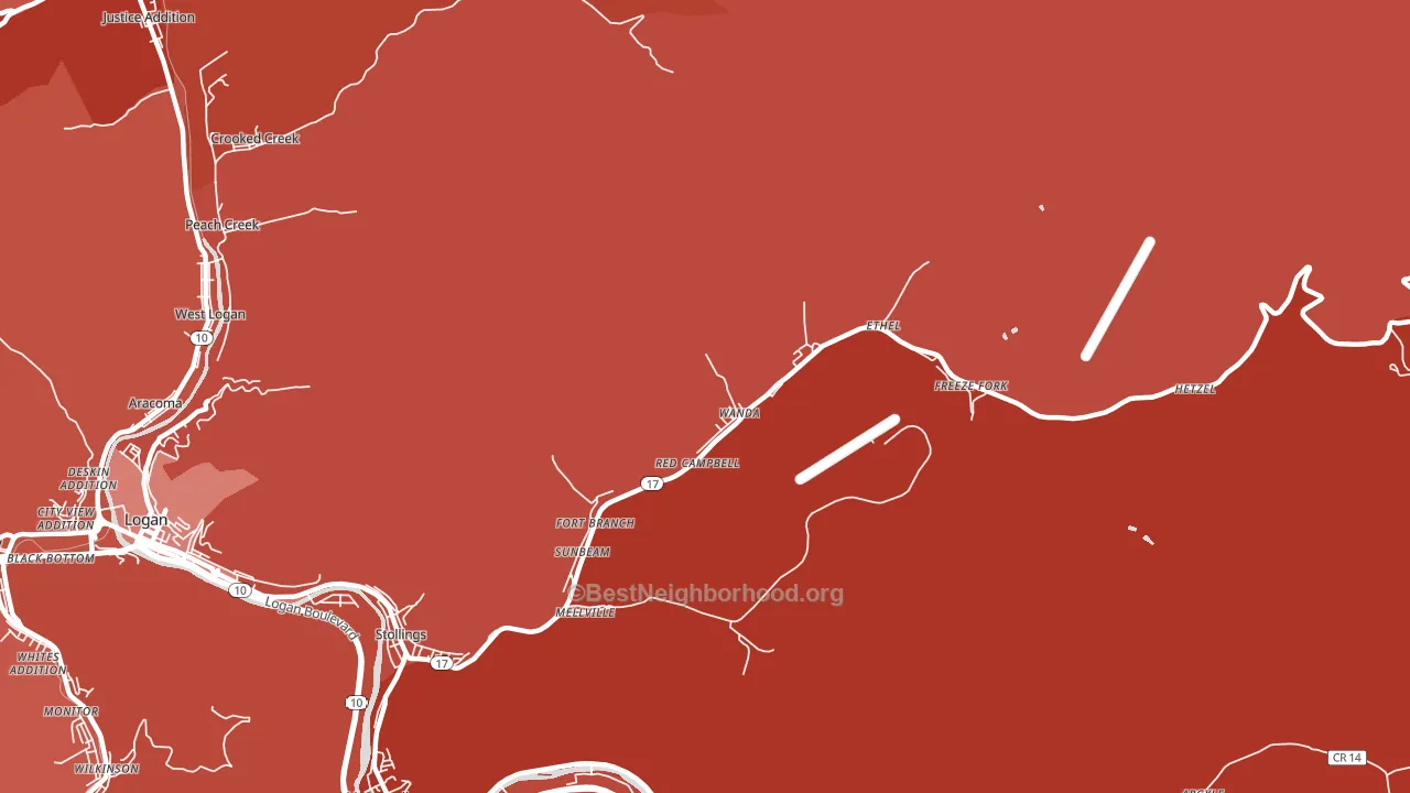 25076, WV block-group political-lean map