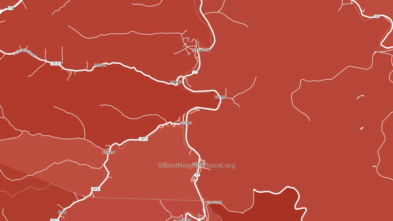 25114, WV block-group political-lean map
