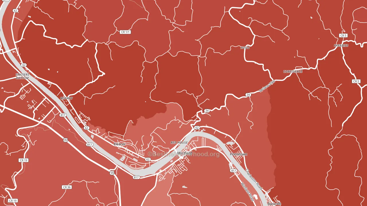 25168, WV block-group political-lean map