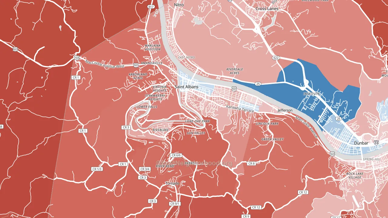 25177, WV block-group political-lean map