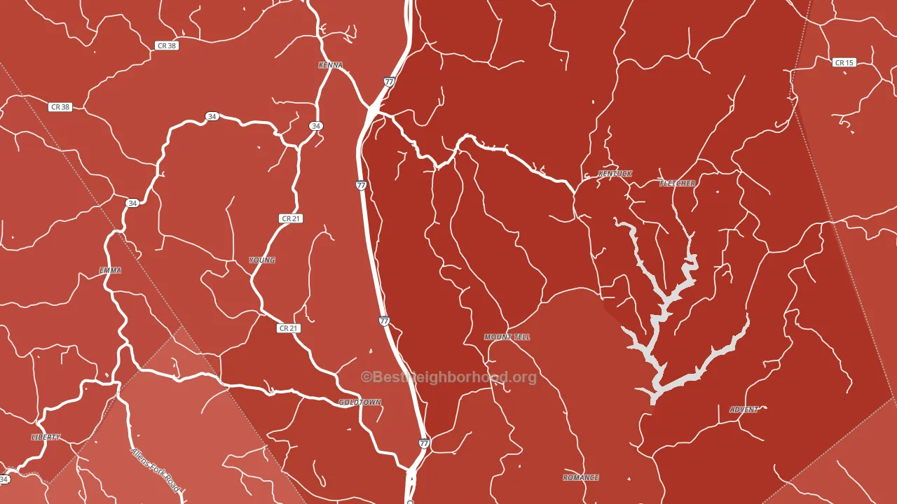 25248, WV block-group political-lean map