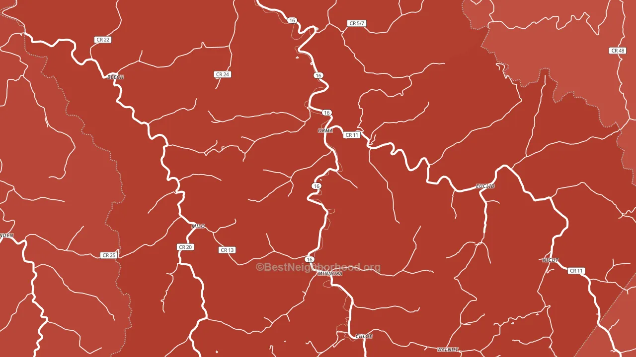 25268, WV block-group political-lean map