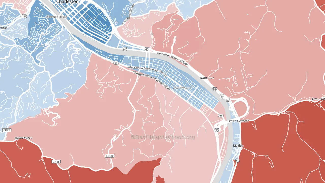 25304, WV block-group political-lean map