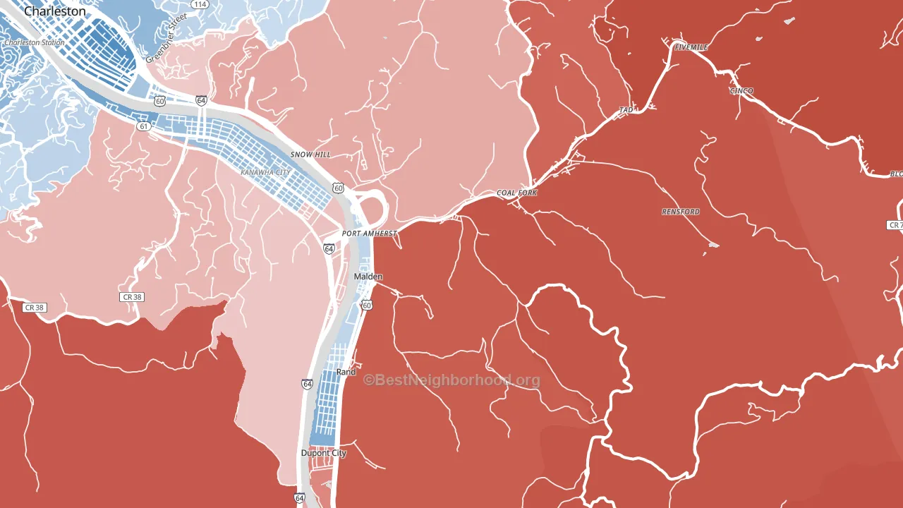 25306, WV block-group political-lean map