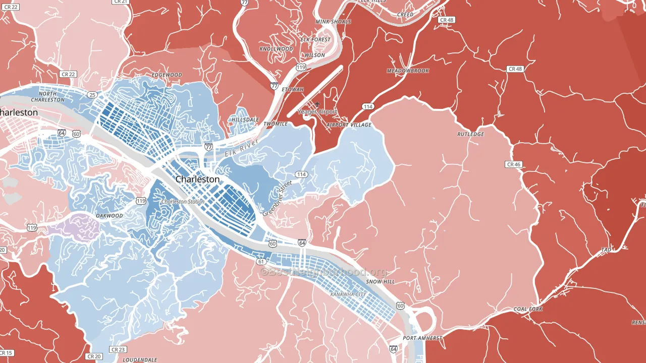 25311, WV block-group political-lean map