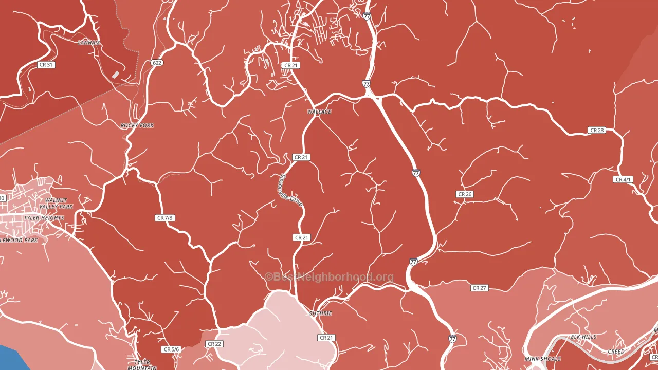 25312, WV block-group political-lean map