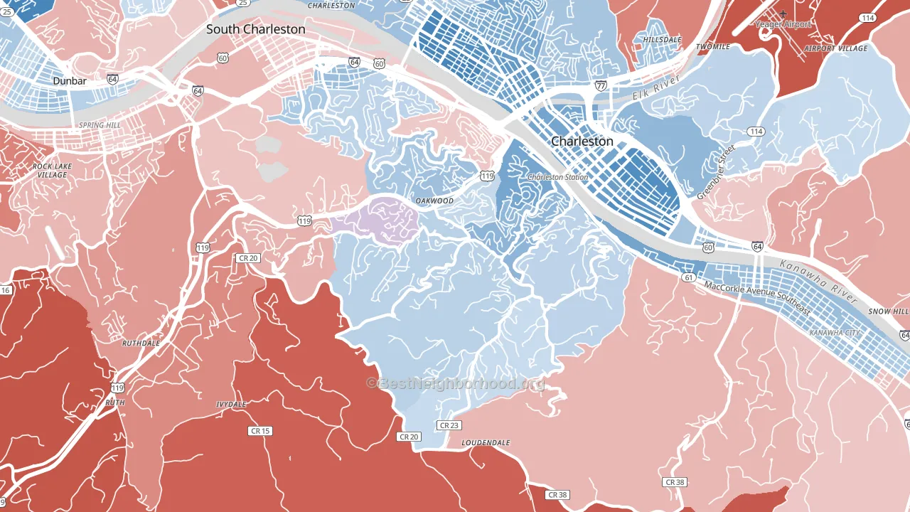 25314, WV block-group political-lean map