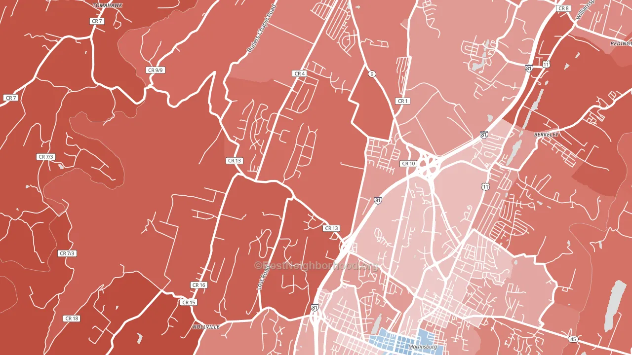 25403, WV block-group political-lean map