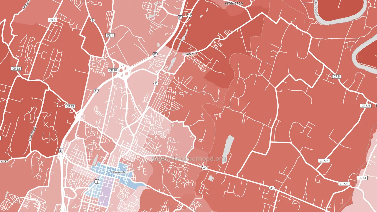 25404, WV block-group political-lean map