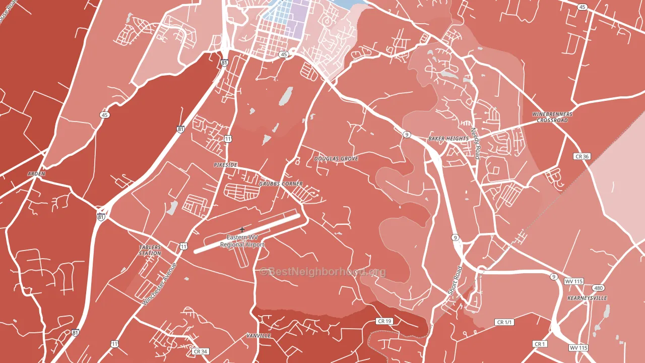 25405, WV block-group political-lean map