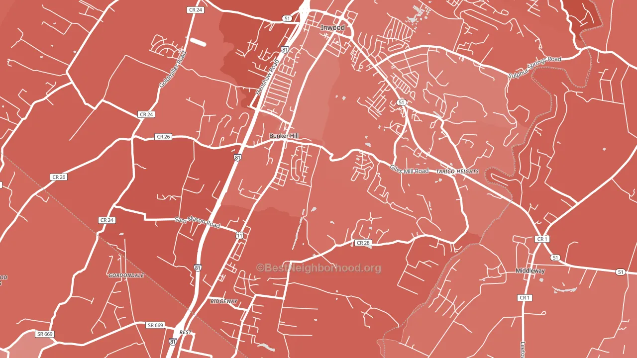 25413, WV block-group political-lean map
