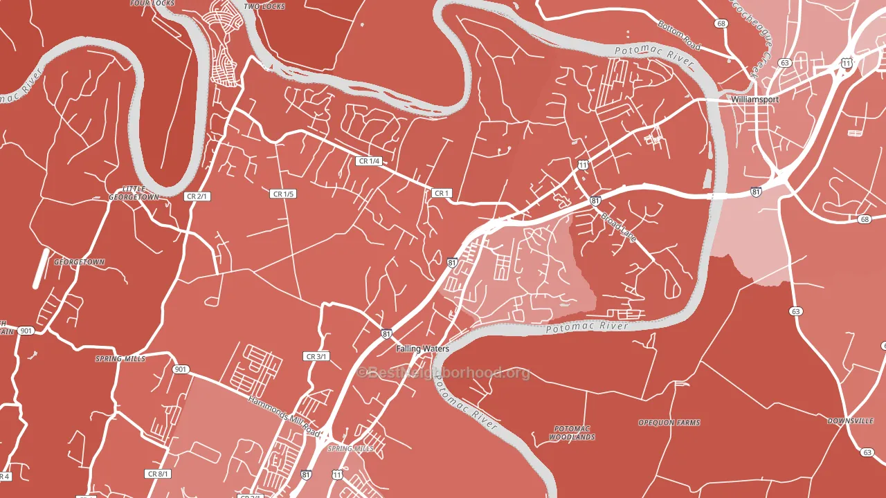 25419, WV block-group political-lean map