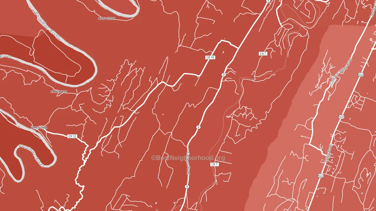 25422, WV block-group political-lean map