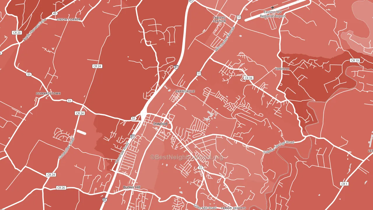 25428, WV block-group political-lean map