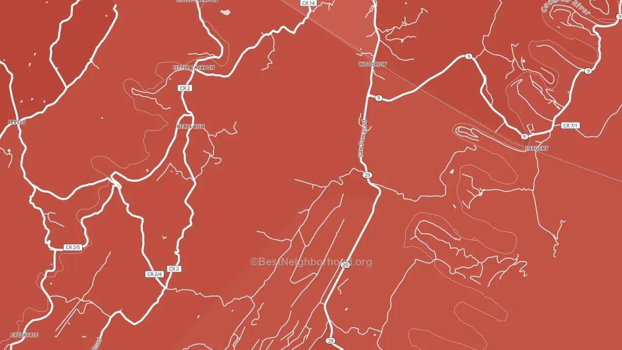 25434, WV block-group political-lean map