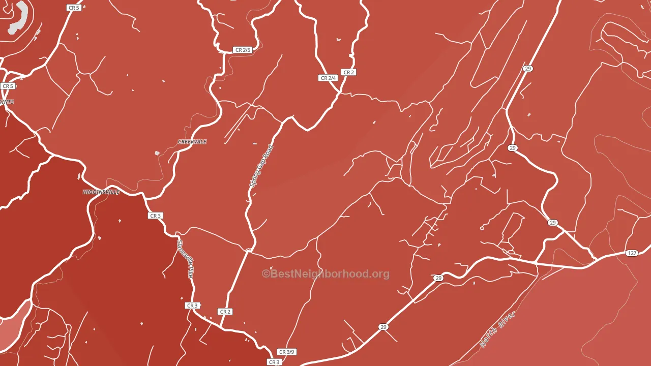 25444, WV block-group political-lean map