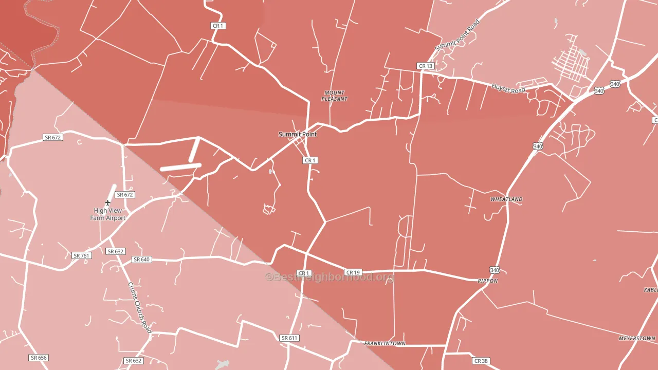 25446, WV block-group political-lean map