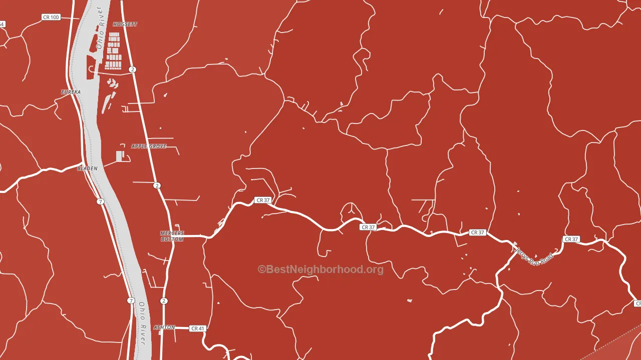25502, WV block-group political-lean map