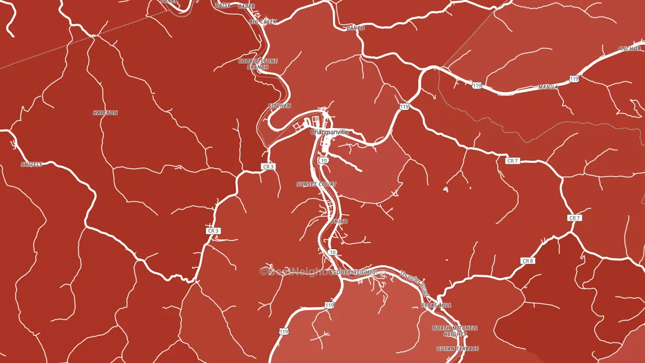 25508, WV block-group political-lean map