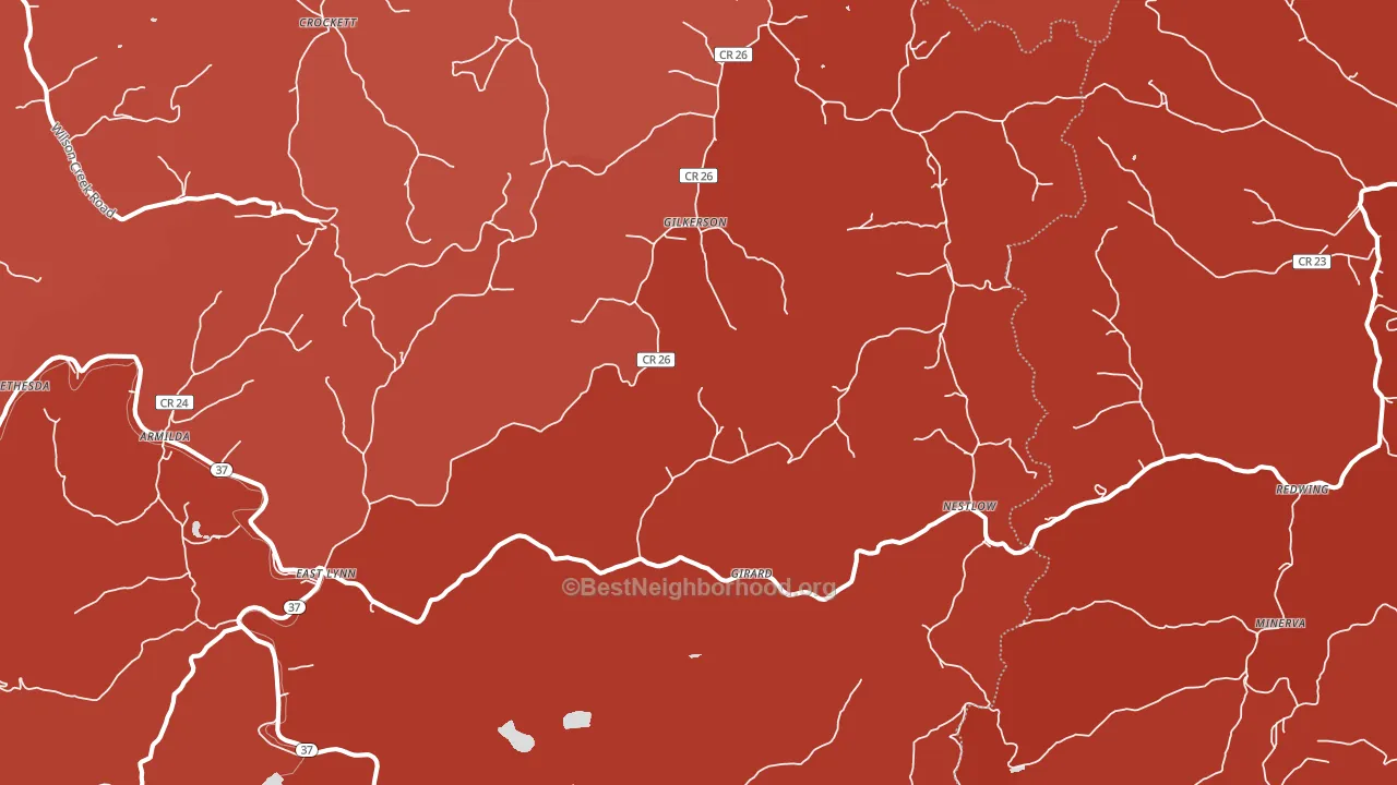 25512, WV block-group political-lean map