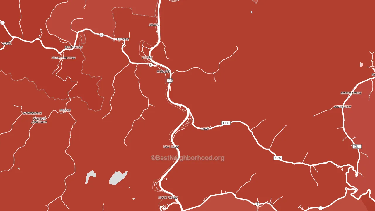 25529, WV block-group political-lean map