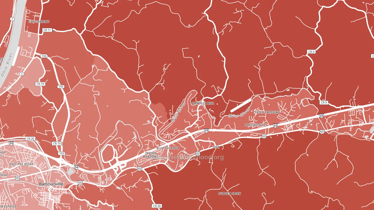 25545, WV block-group political-lean map