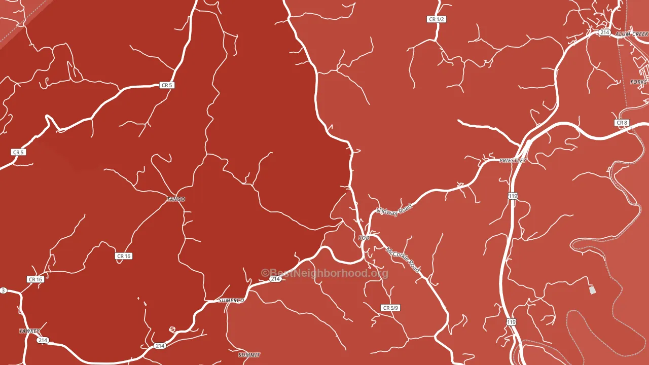 25564, WV block-group political-lean map