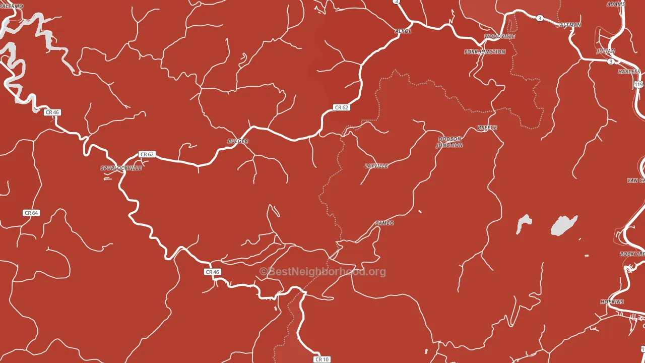 25565, WV block-group political-lean map