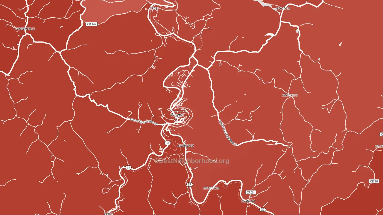 25570, WV block-group political-lean map