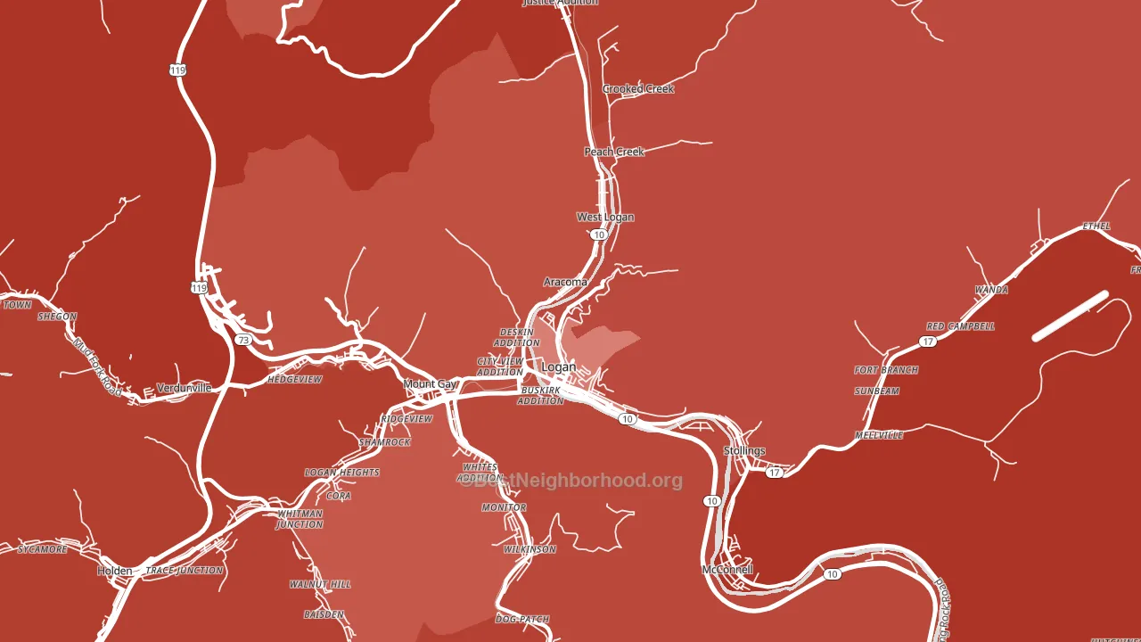 25601, WV block-group political-lean map