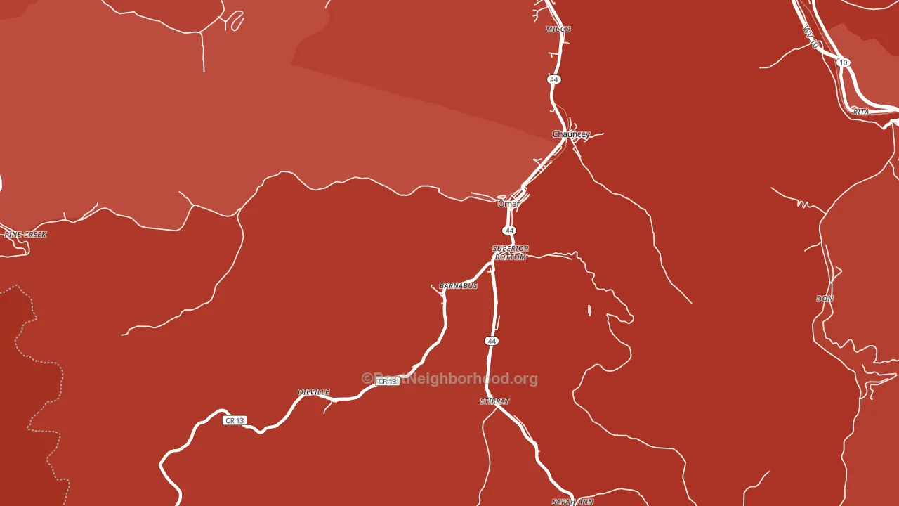 25638, WV block-group political-lean map