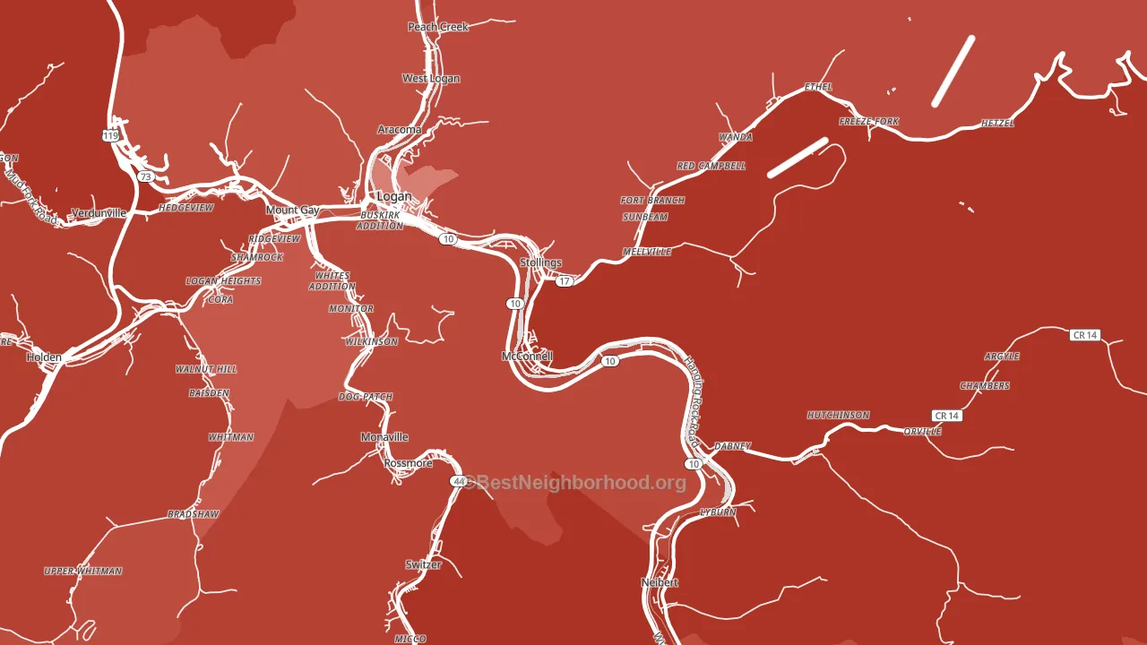 25646, WV block-group political-lean map