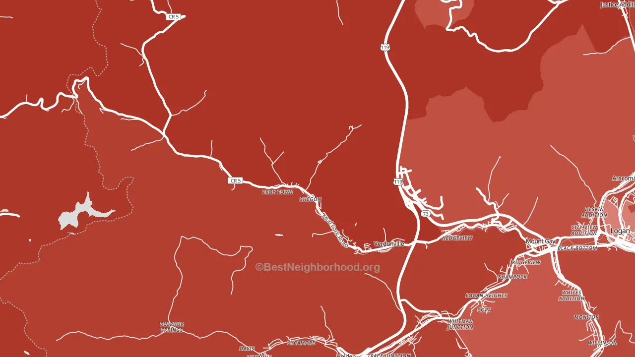 25649, WV block-group political-lean map