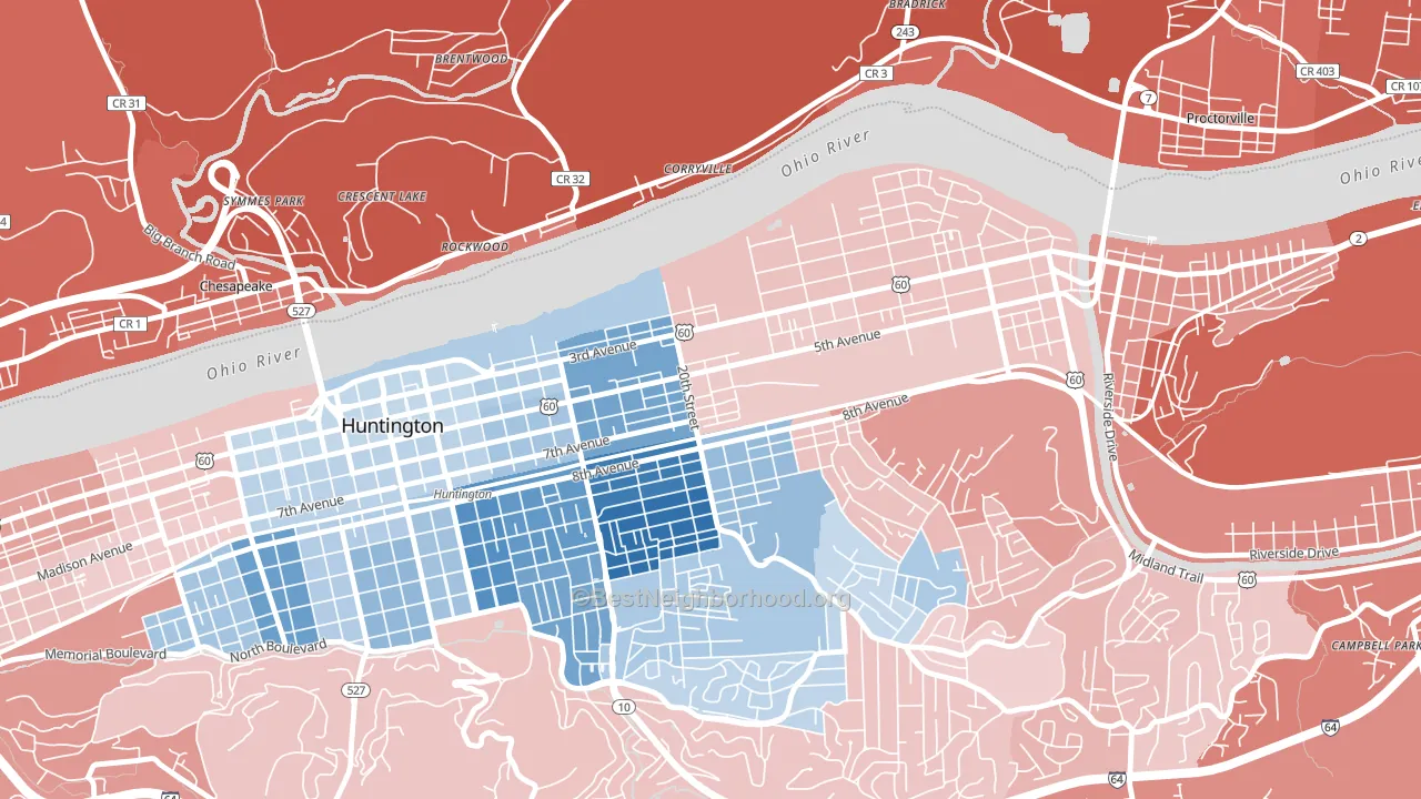 25703, WV block-group political-lean map