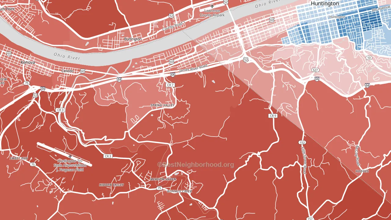 25704, WV block-group political-lean map