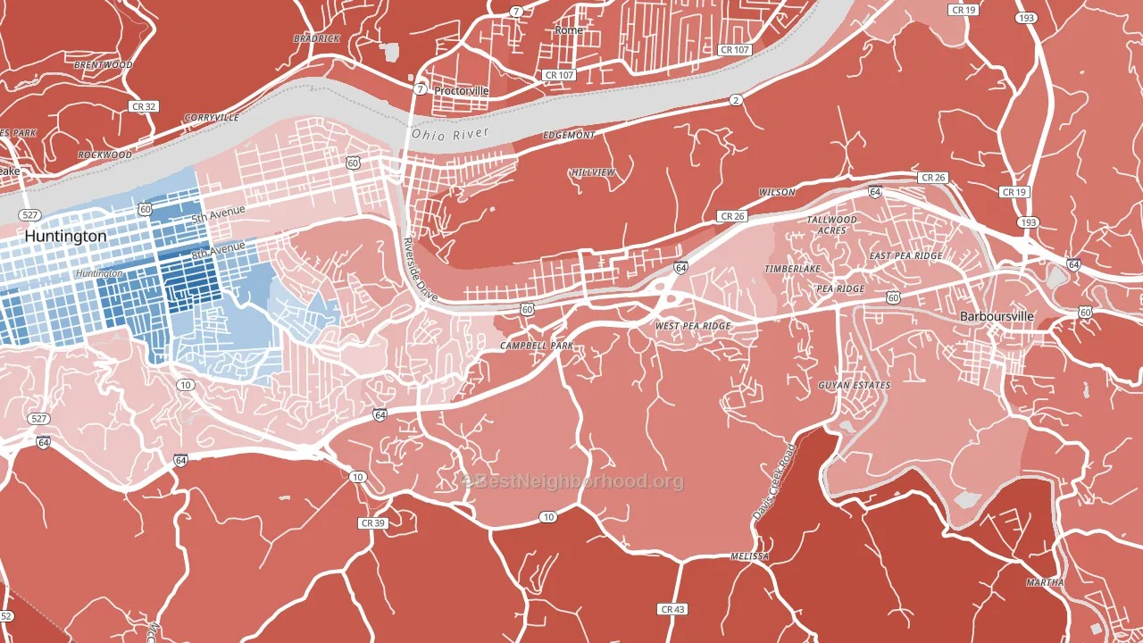 25705, WV block-group political-lean map