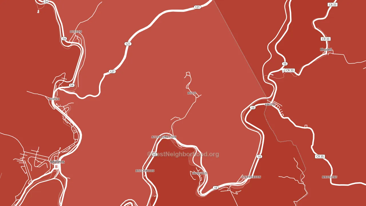25810, WV block-group political-lean map