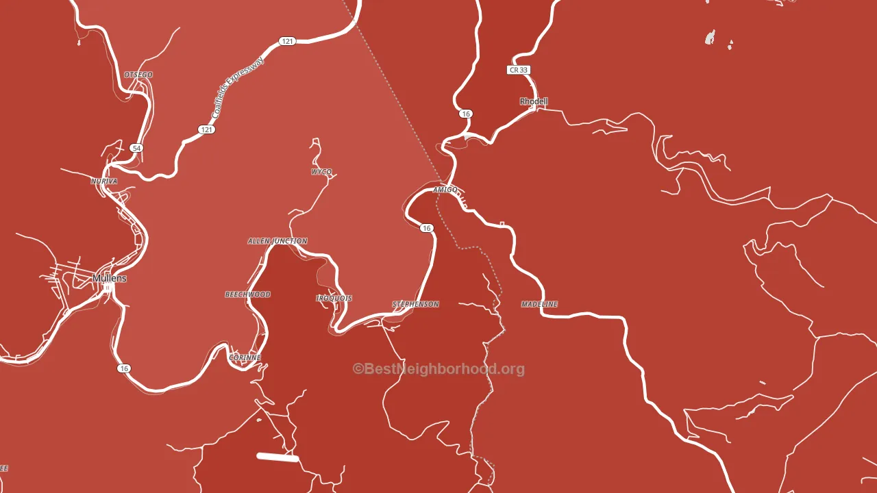 25811, WV block-group political-lean map