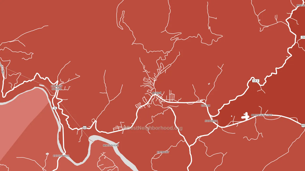 25812, WV block-group political-lean map