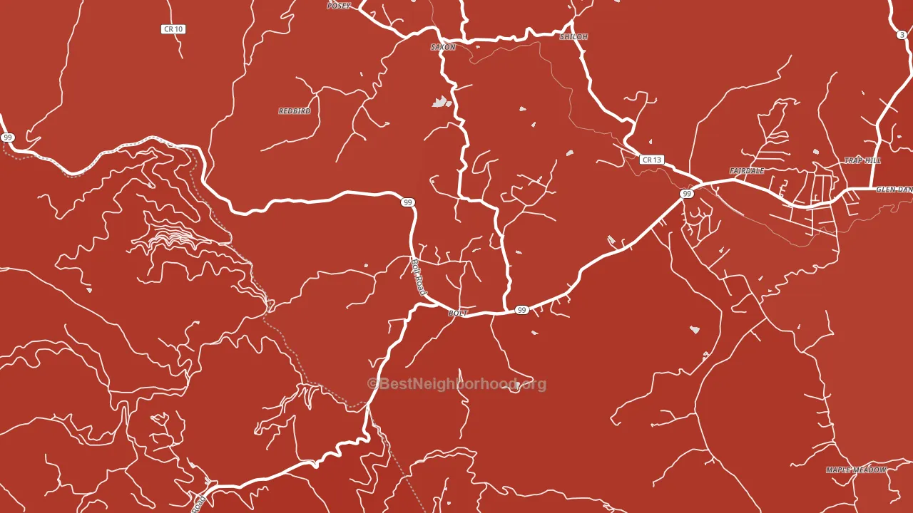 25817, WV block-group political-lean map
